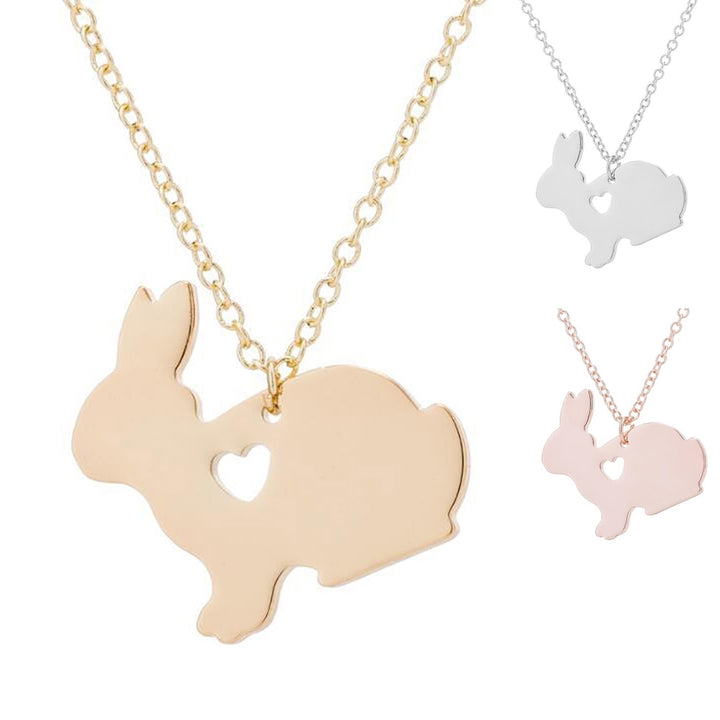 Simple Bunny Pendant Engraved Heart Clavicle Chain Clavicle Necklace for Easter Image 8