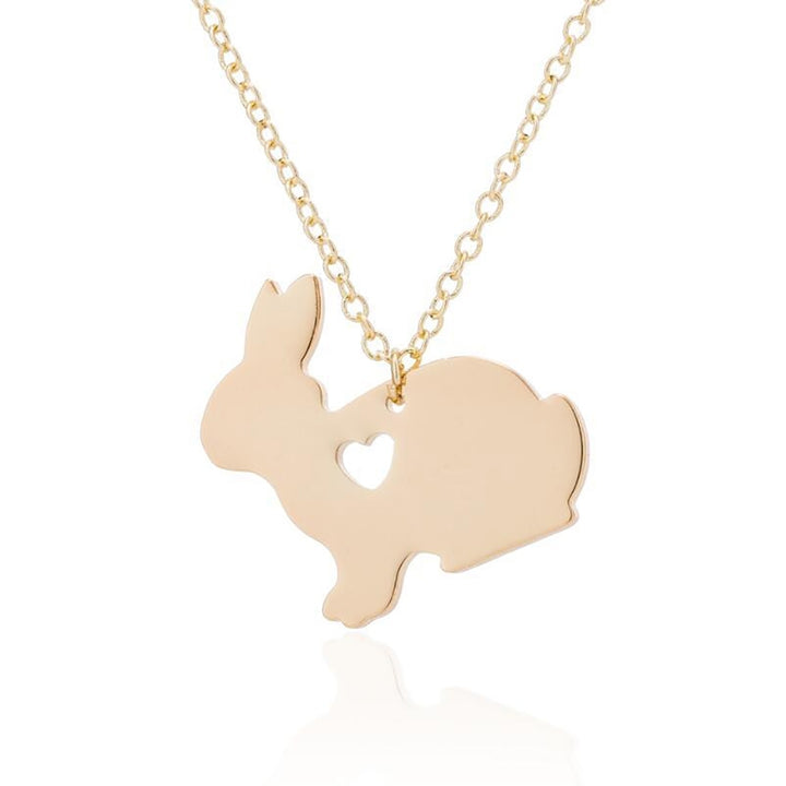 Simple Bunny Pendant Engraved Heart Clavicle Chain Clavicle Necklace for Easter Image 9