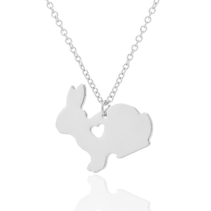 Simple Bunny Pendant Engraved Heart Clavicle Chain Clavicle Necklace for Easter Image 10