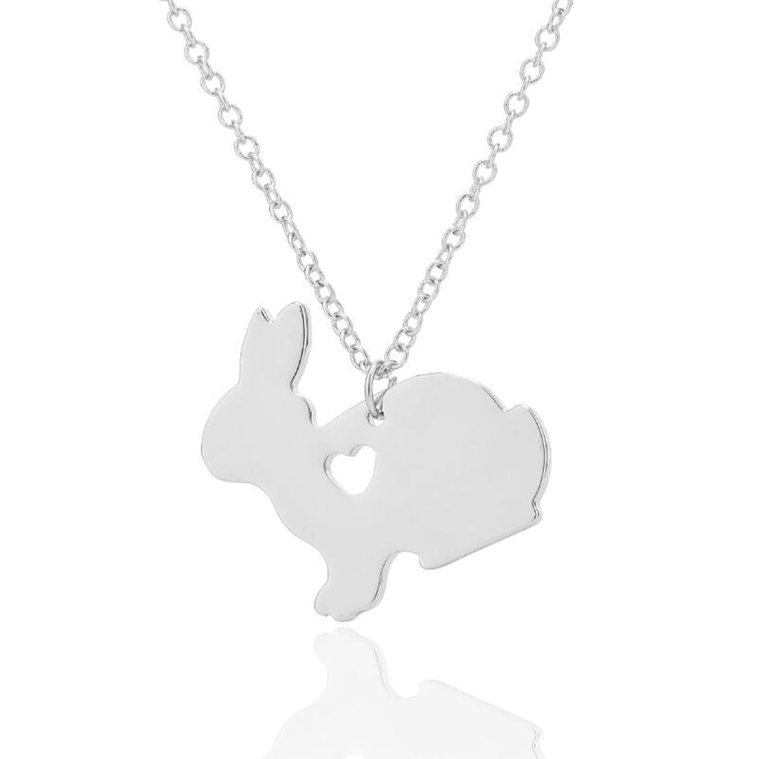 Simple Bunny Pendant Engraved Heart Clavicle Chain Clavicle Necklace for Easter Image 1