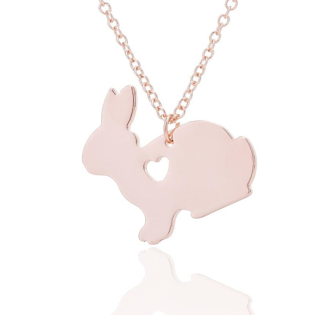 Simple Bunny Pendant Engraved Heart Clavicle Chain Clavicle Necklace for Easter Image 11