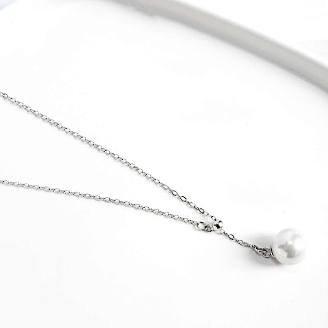 Fashion Simple Faux Pearl Thin Adjustable Chain Clavicle Necklace Jewelry Accessory for Valentine Day Image 6