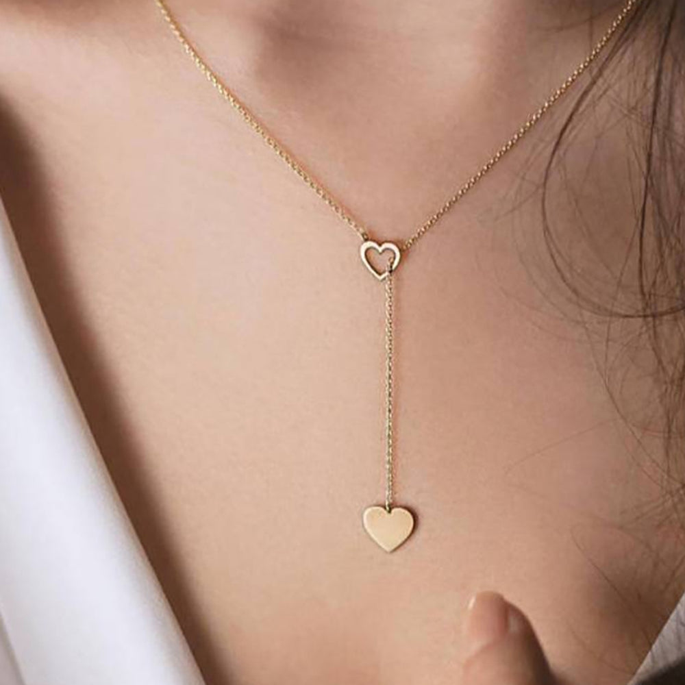 Fashion Heart Simple Hollow Thin Chain Clavicle Necklace Jewelry Accessory for Valentine Day Image 2