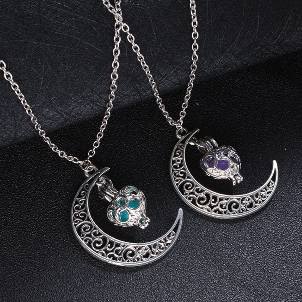 Unisex Pendant Necklace Glow at the Dark Luminous Crescent Necklace Choker Jewelry for Gift Image 2