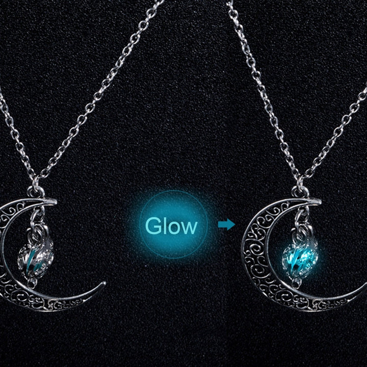 Unisex Pendant Necklace Glow at the Dark Luminous Crescent Necklace Choker Jewelry for Gift Image 3