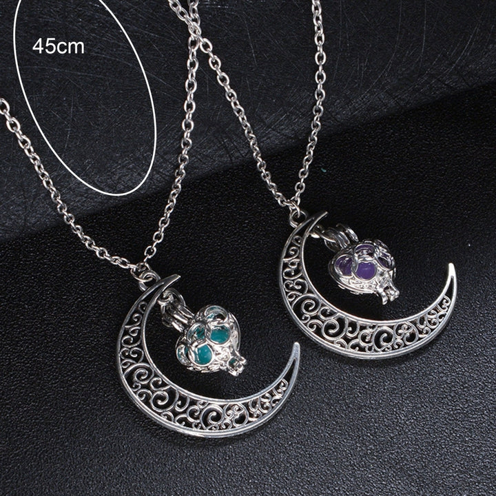 Unisex Pendant Necklace Glow at the Dark Luminous Crescent Necklace Choker Jewelry for Gift Image 4