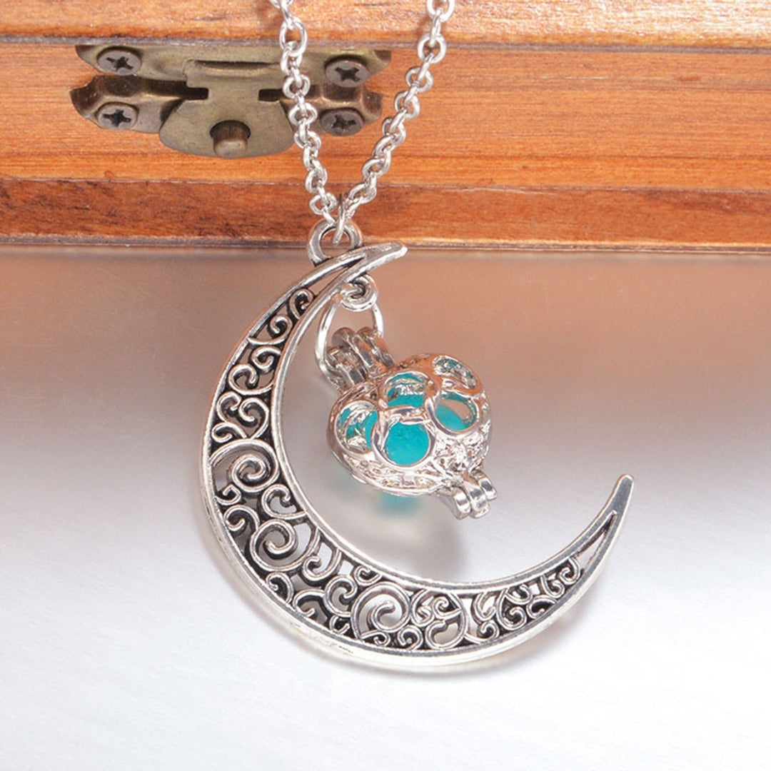 Unisex Pendant Necklace Glow at the Dark Luminous Crescent Necklace Choker Jewelry for Gift Image 7