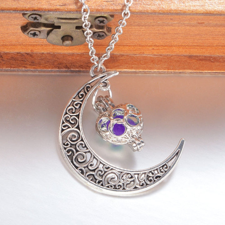 Unisex Pendant Necklace Glow at the Dark Luminous Crescent Necklace Choker Jewelry for Gift Image 8