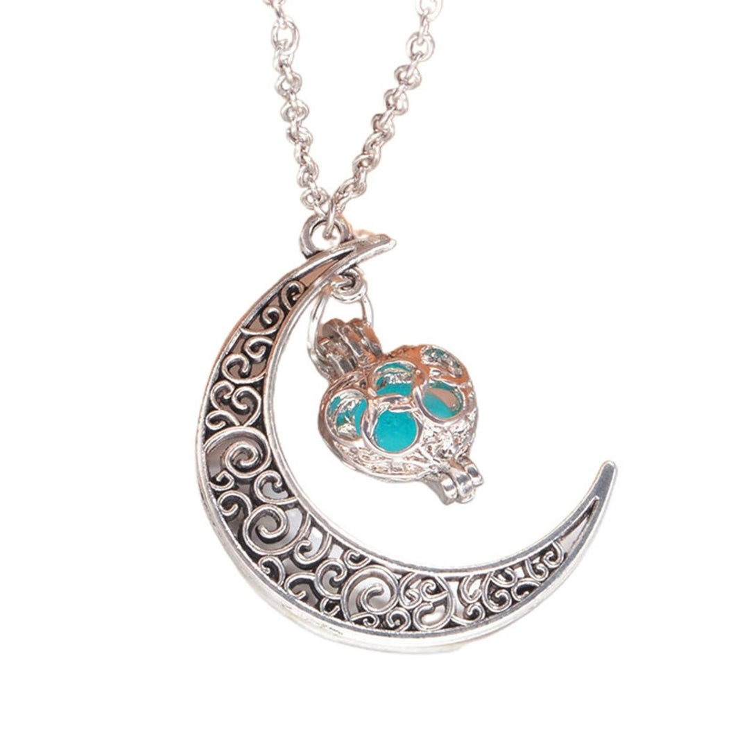 Unisex Pendant Necklace Glow at the Dark Luminous Crescent Necklace Choker Jewelry for Gift Image 1