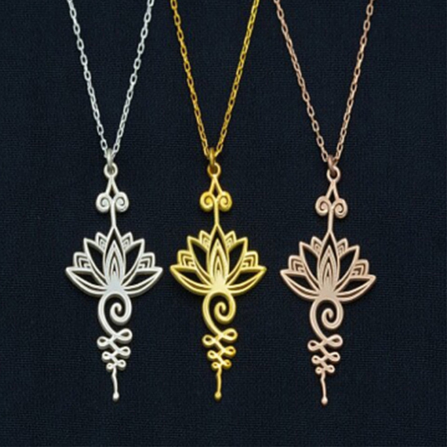 Necklace Classical Elegant Metal Han Culture Lotus Geometrical Alloy Pendant Necklace for Girl Image 1