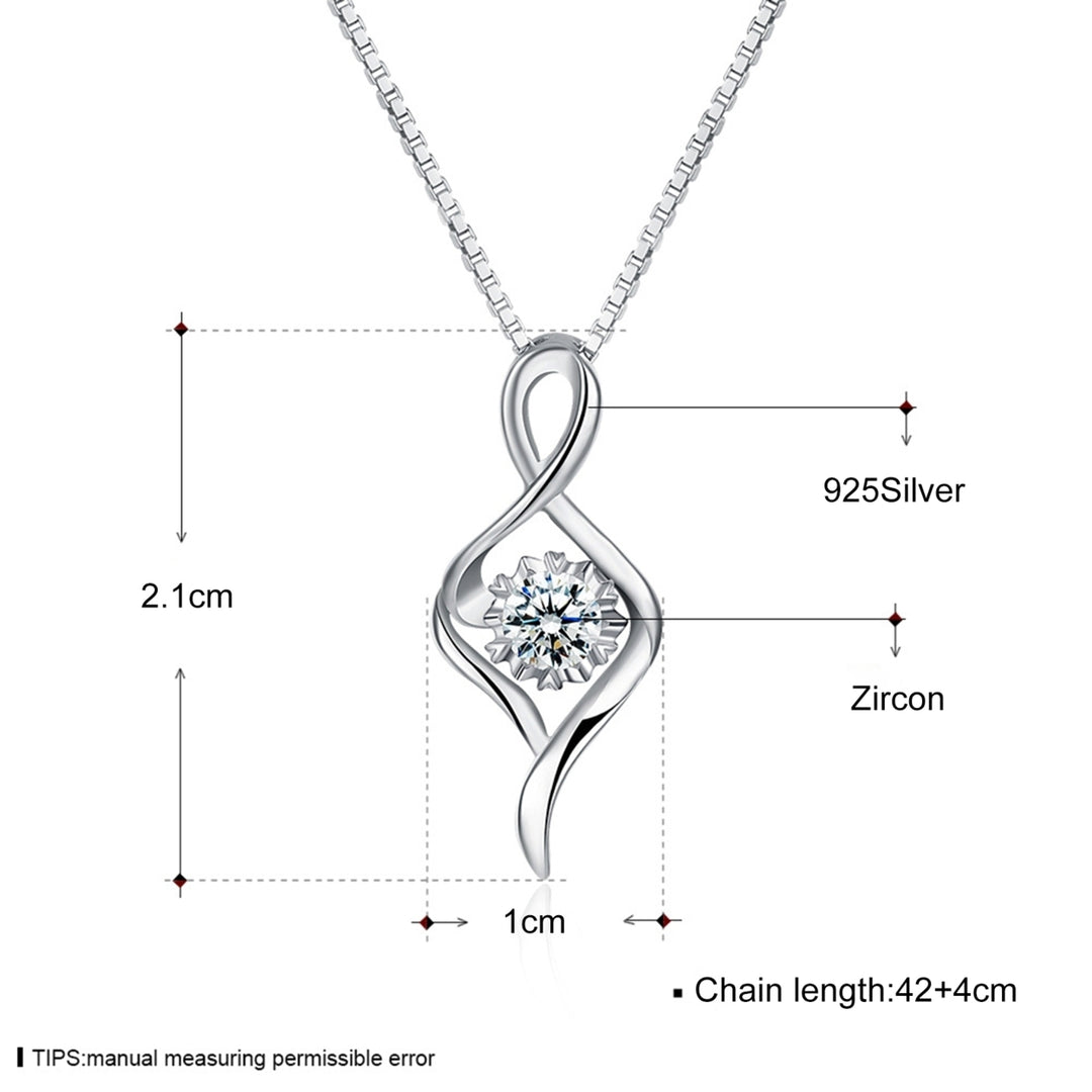 SILVERHOO Women Necklace Twisted Pendant Cubic Zirconia Jewelry Hollow Out Long Lasting Clavicle Chain for Wedding Image 4