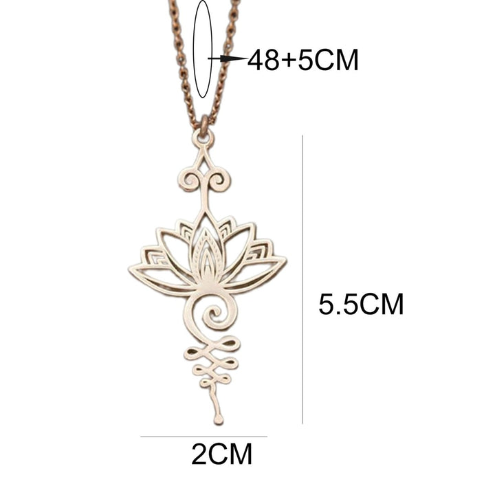 Necklace Classical Elegant Metal Han Culture Lotus Geometrical Alloy Pendant Necklace for Girl Image 4