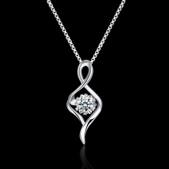 SILVERHOO Women Necklace Twisted Pendant Cubic Zirconia Jewelry Hollow Out Long Lasting Clavicle Chain for Wedding Image 12