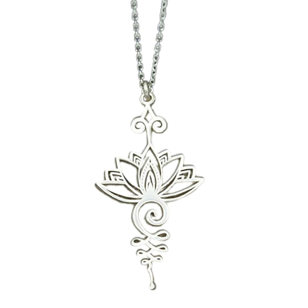 Necklace Classical Elegant Metal Han Culture Lotus Geometrical Alloy Pendant Necklace for Girl Image 1