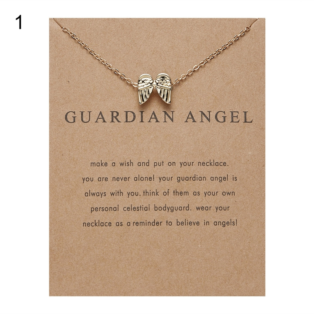 Women Pendant Alloy with Card Creative Mini Wing Shape Collarbone Chain Small Gift Image 2