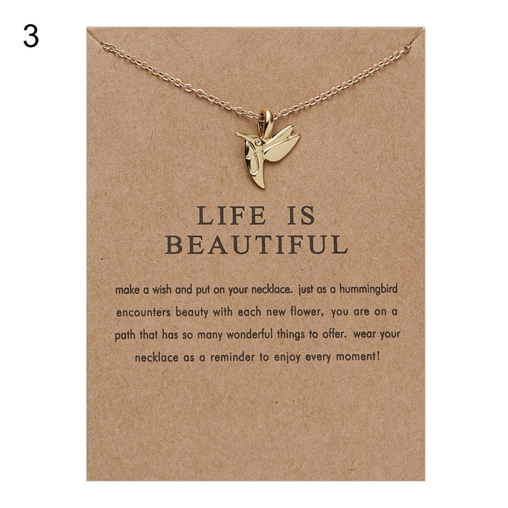 Women Pendant Alloy with Card Creative Mini Wing Shape Collarbone Chain Small Gift Image 4