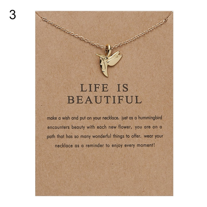 Women Pendant Alloy with Card Creative Mini Wing Shape Collarbone Chain Small Gift Image 1