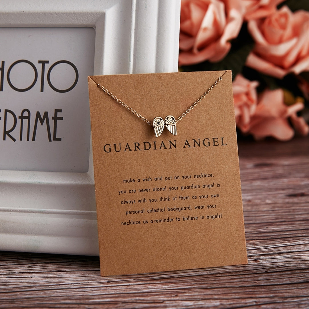 Women Pendant Alloy with Card Creative Mini Wing Shape Collarbone Chain Small Gift Image 10