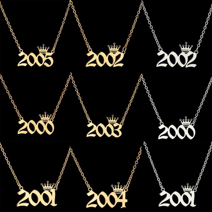 Number Pendant Year Necklace Crown Stainless Steel Exquisite Chain Women Necklace Birthday Gift Image 1