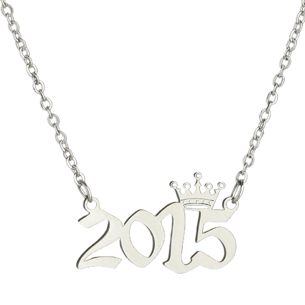 Number Pendant Year Necklace Crown Stainless Steel Exquisite Chain Women Necklace Birthday Gift Image 2