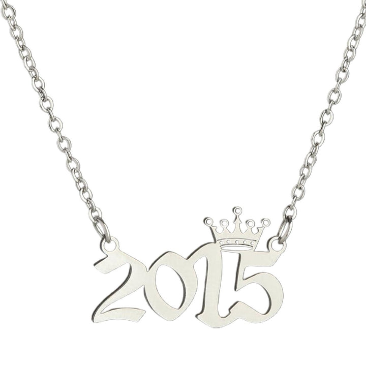 Number Pendant Year Necklace Crown Stainless Steel Exquisite Chain Women Necklace Birthday Gift Image 2