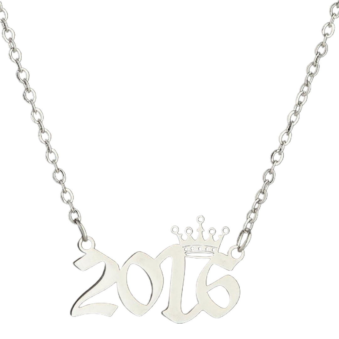 Number Pendant Year Necklace Crown Stainless Steel Exquisite Chain Women Necklace Birthday Gift Image 3