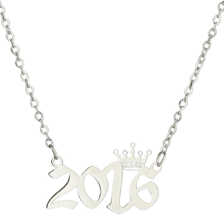 Number Pendant Year Necklace Crown Stainless Steel Exquisite Chain Women Necklace Birthday Gift Image 1