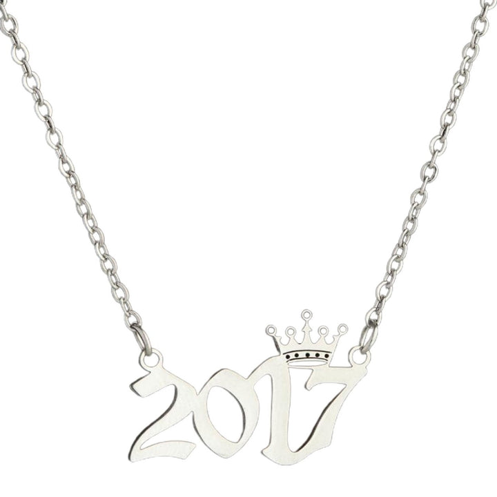 Number Pendant Year Necklace Crown Stainless Steel Exquisite Chain Women Necklace Birthday Gift Image 1