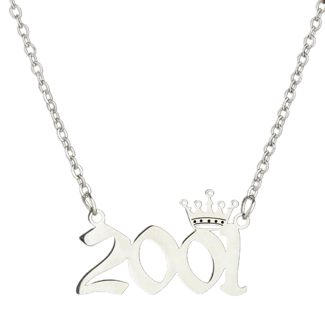 Number Pendant Year Necklace Crown Stainless Steel Exquisite Chain Women Necklace Birthday Gift Image 4