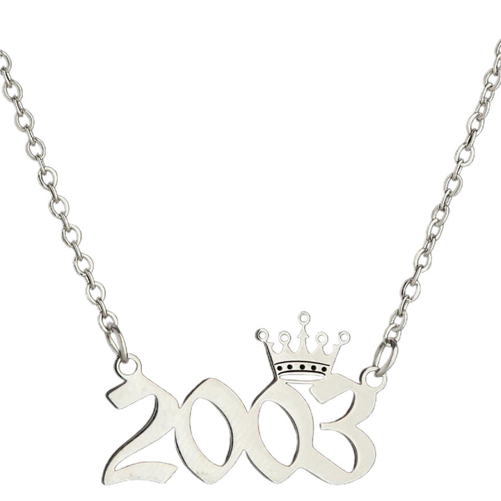 Number Pendant Year Necklace Crown Stainless Steel Exquisite Chain Women Necklace Birthday Gift Image 7