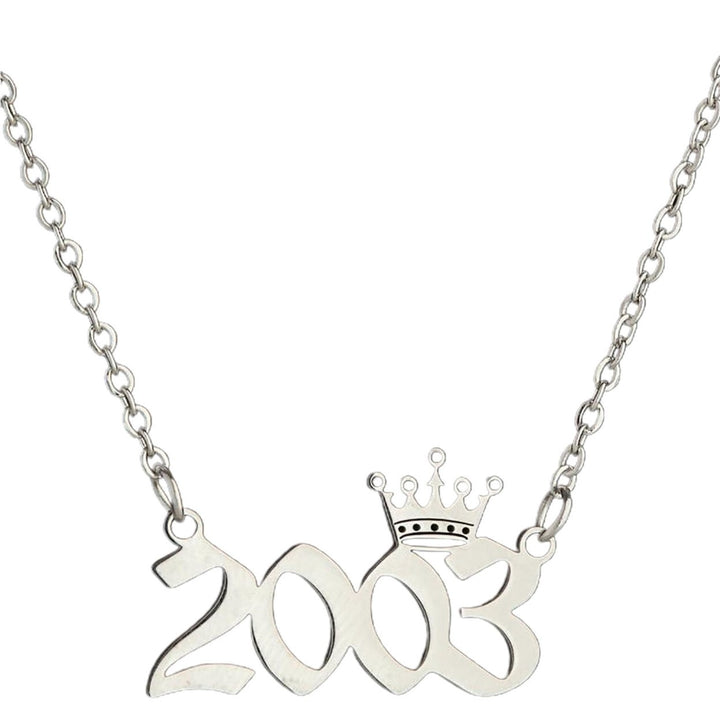 Number Pendant Year Necklace Crown Stainless Steel Exquisite Chain Women Necklace Birthday Gift Image 1