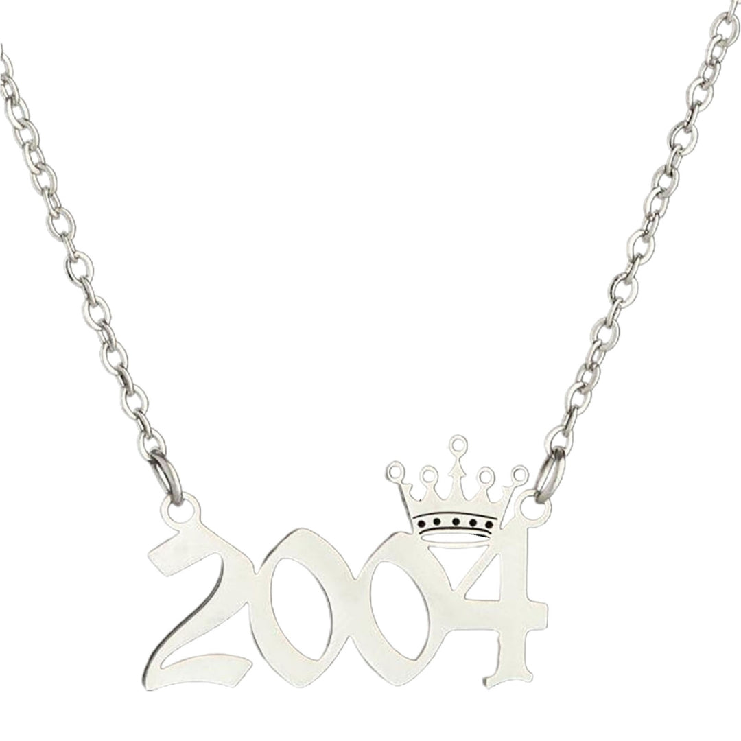 Number Pendant Year Necklace Crown Stainless Steel Exquisite Chain Women Necklace Birthday Gift Image 8