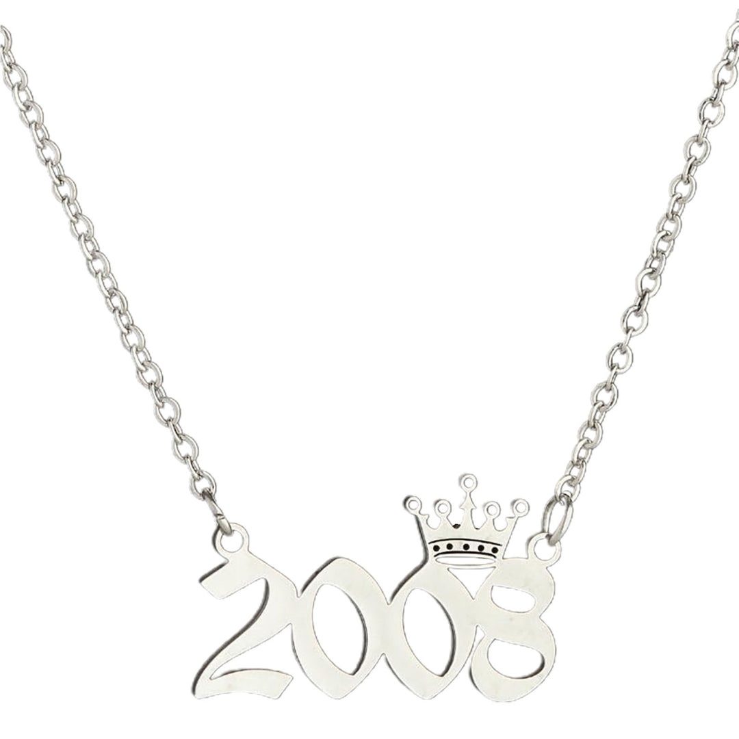 Number Pendant Year Necklace Crown Stainless Steel Exquisite Chain Women Necklace Birthday Gift Image 9