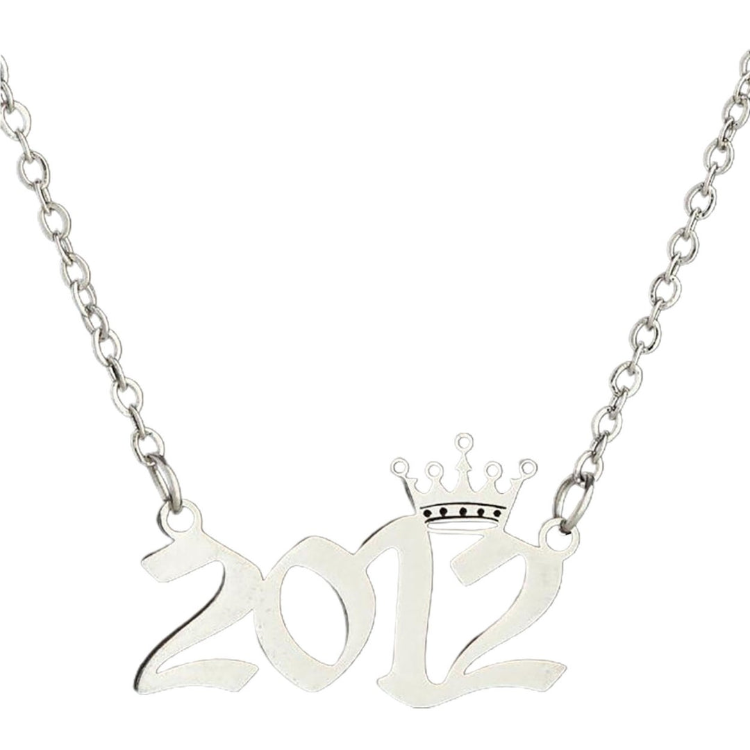 Number Pendant Year Necklace Crown Stainless Steel Exquisite Chain Women Necklace Birthday Gift Image 1