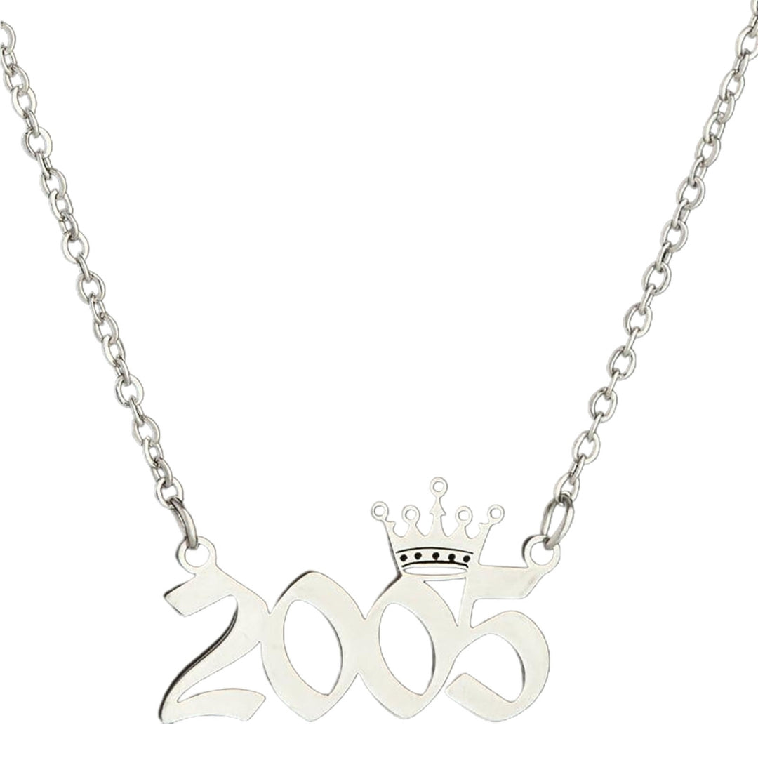 Number Pendant Year Necklace Crown Stainless Steel Exquisite Chain Women Necklace Birthday Gift Image 11