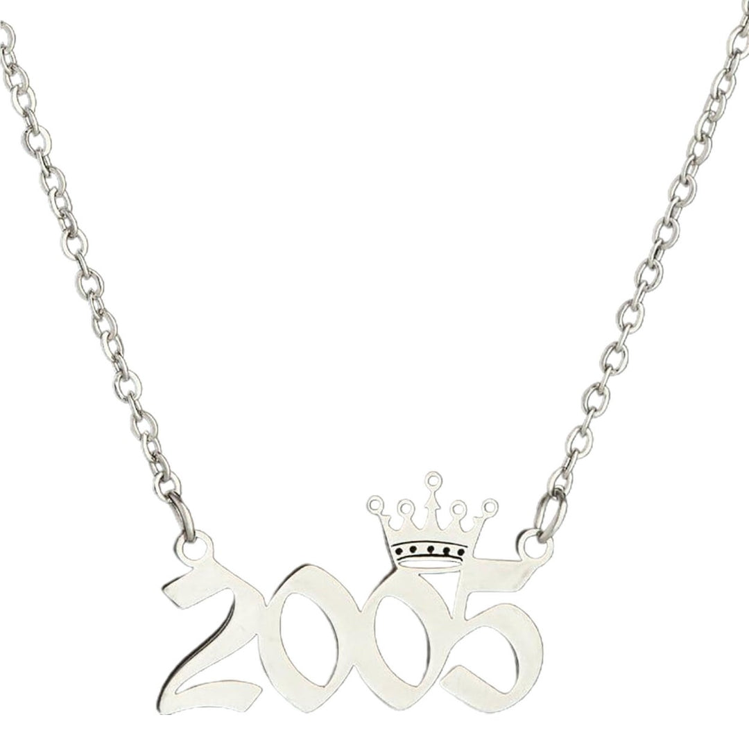 Number Pendant Year Necklace Crown Stainless Steel Exquisite Chain Women Necklace Birthday Gift Image 1