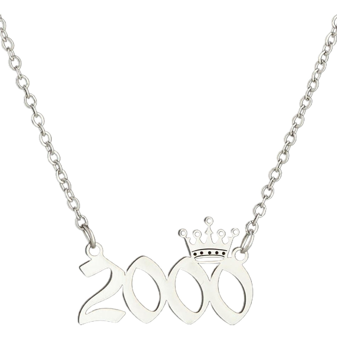 Number Pendant Year Necklace Crown Stainless Steel Exquisite Chain Women Necklace Birthday Gift Image 12