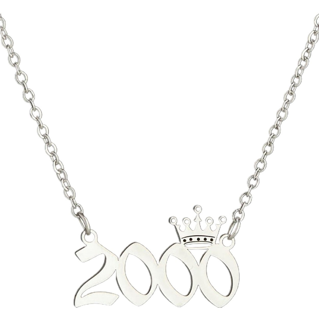 Number Pendant Year Necklace Crown Stainless Steel Exquisite Chain Women Necklace Birthday Gift Image 1