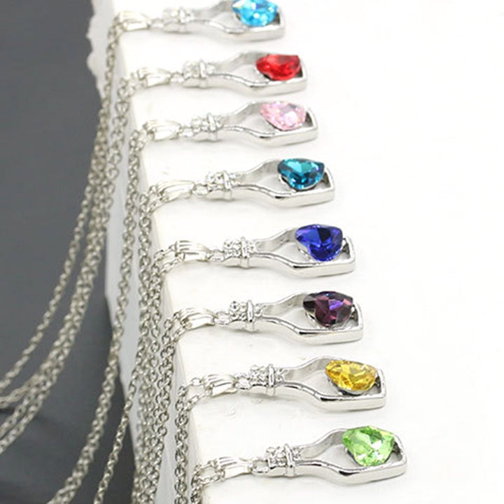 Necklace Scratch-resistant Minimalistic Alloy Heart-shaped Faux Crystal Bottle Choker Pendant Chain Women Gift Image 1