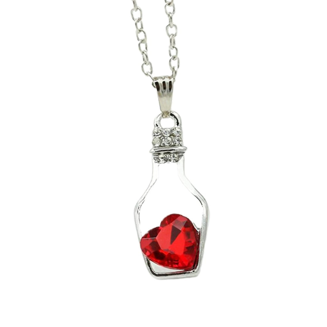 Necklace Scratch-resistant Minimalistic Alloy Heart-shaped Faux Crystal Bottle Choker Pendant Chain Women Gift Image 3