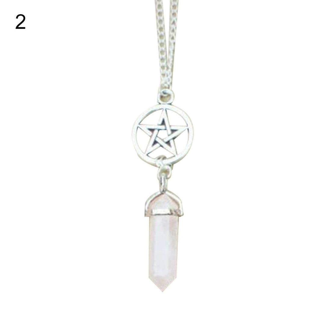 Exquisite Necklace Portable Stone Women Hexagonal Pendant Neck Chain for Daily Wear Image 3