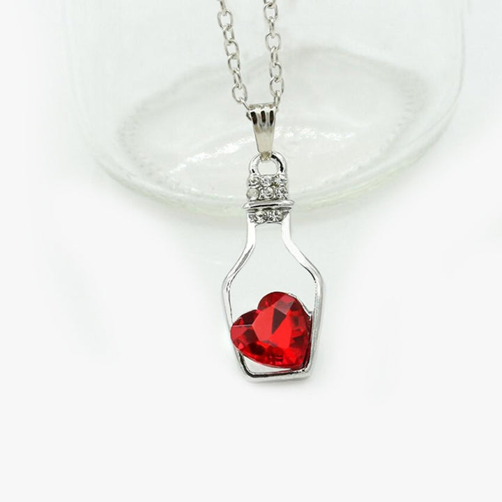 Necklace Scratch-resistant Minimalistic Alloy Heart-shaped Faux Crystal Bottle Choker Pendant Chain Women Gift Image 12