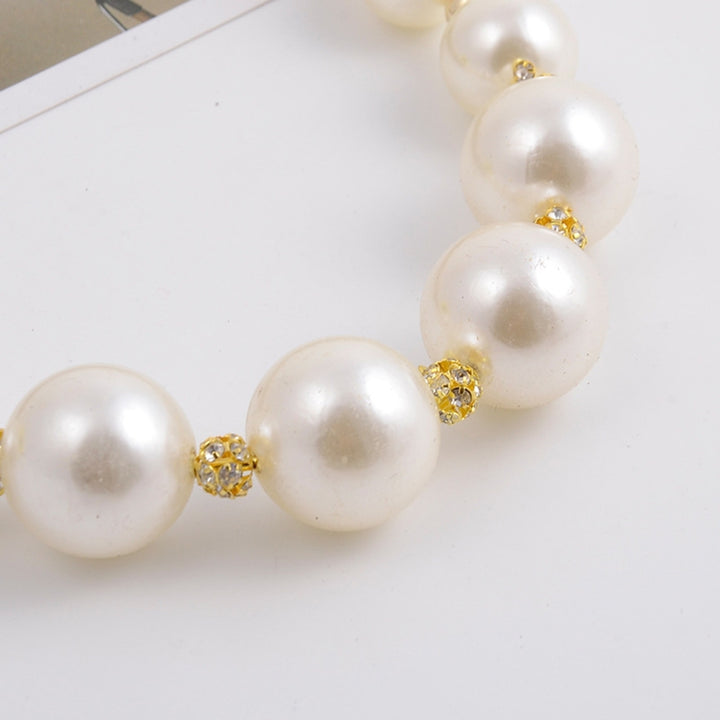 Faux Pearl Rhinestone Women Necklace Alloy Round Short Type Necklace for Valentine Day Image 10