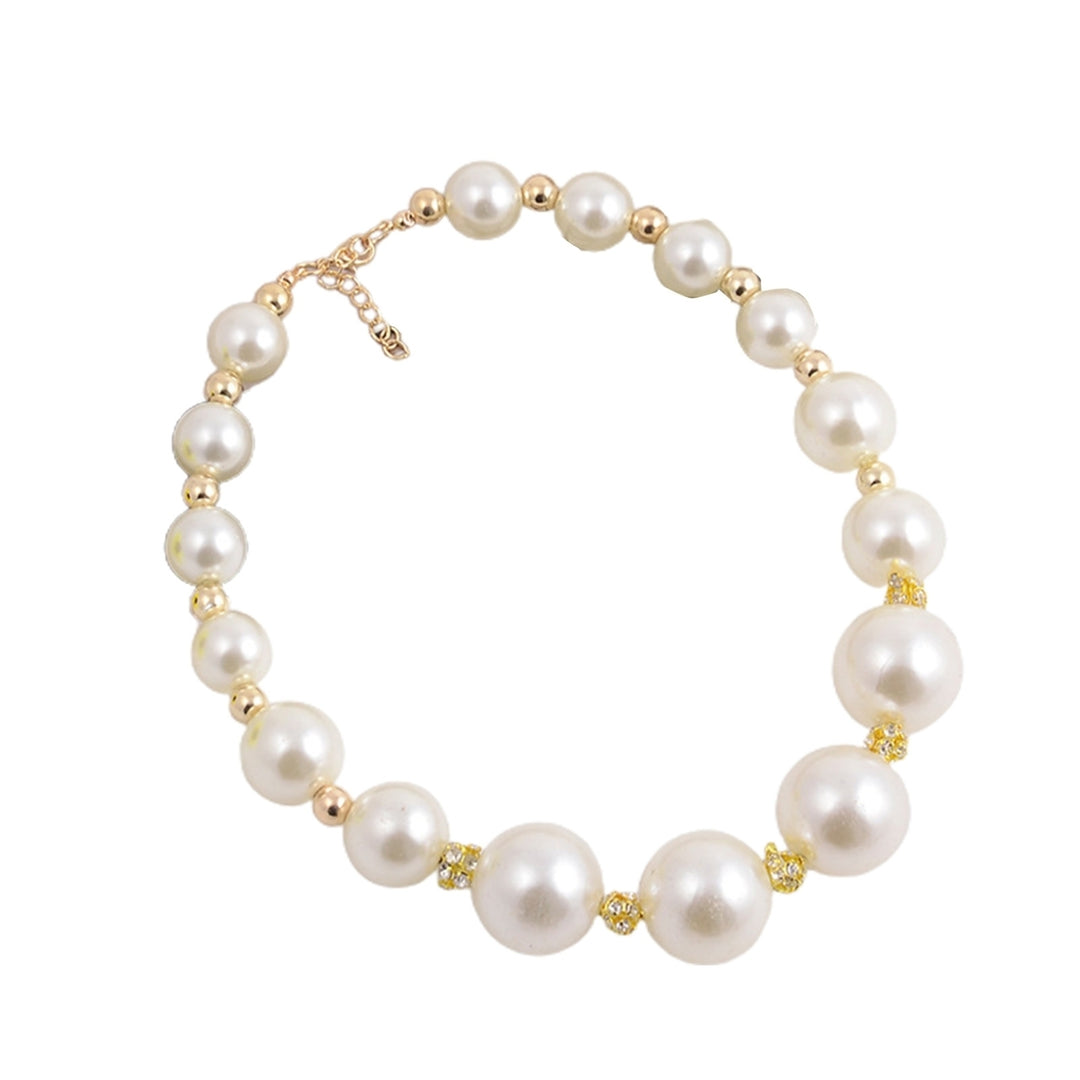 Faux Pearl Rhinestone Women Necklace Alloy Round Short Type Necklace for Valentine Day Image 11