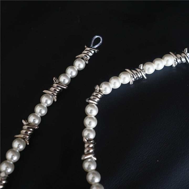 Couple Necklace Eye-catching Anti-fade Alloy Shiny Imitation Pearl Stylish Necklace for Women Image 10