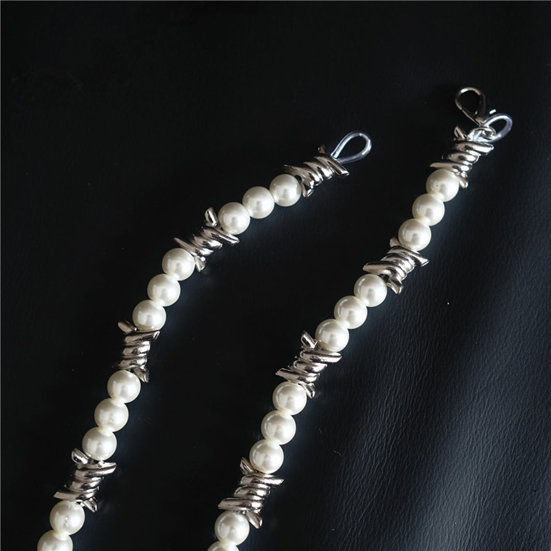 Couple Necklace Eye-catching Anti-fade Alloy Shiny Imitation Pearl Stylish Necklace for Women Image 11