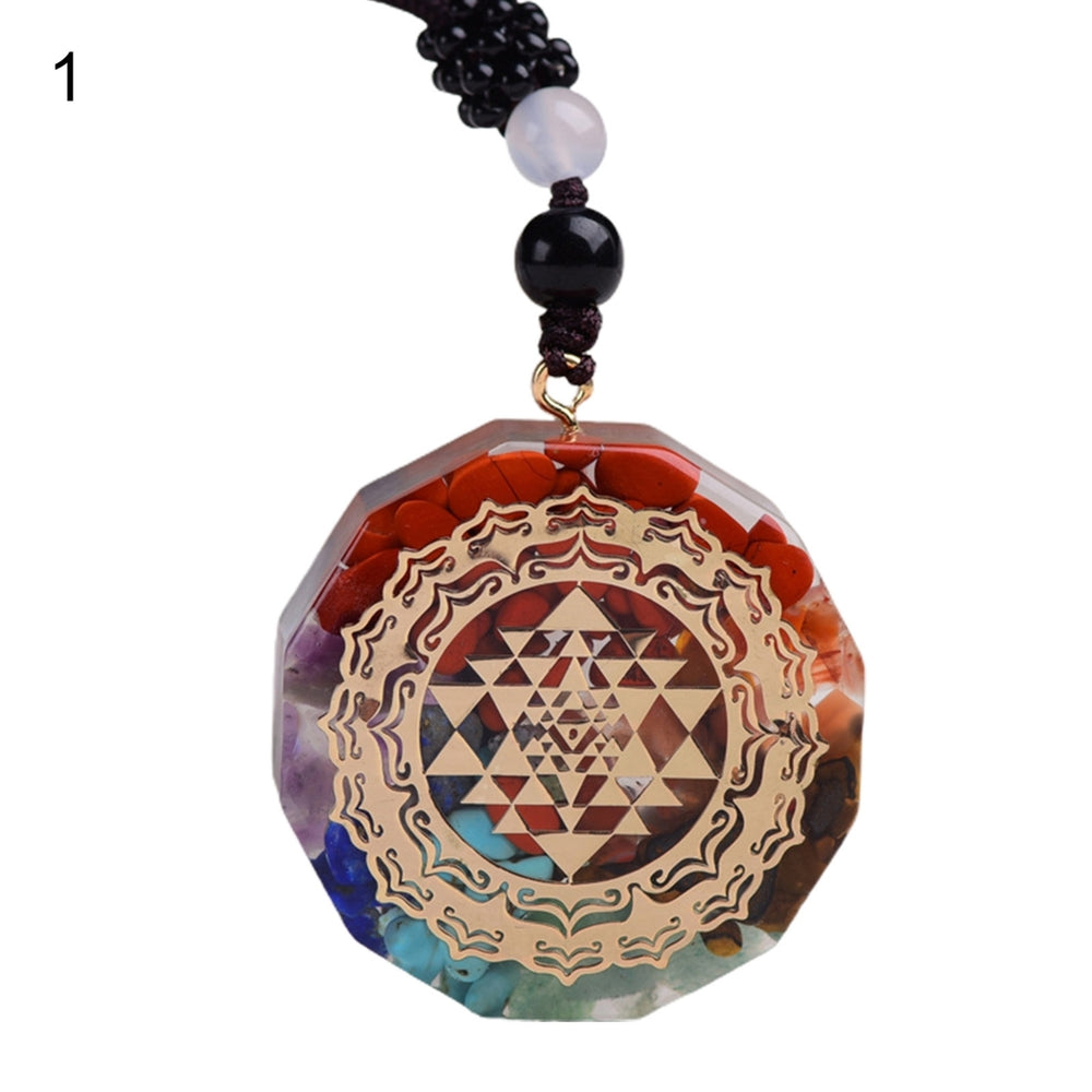 7 Chakras Print Drop Necklace Faux Crystal Women Men Adjustable Cord Energy Necklace Fashion Jewelry Image 2