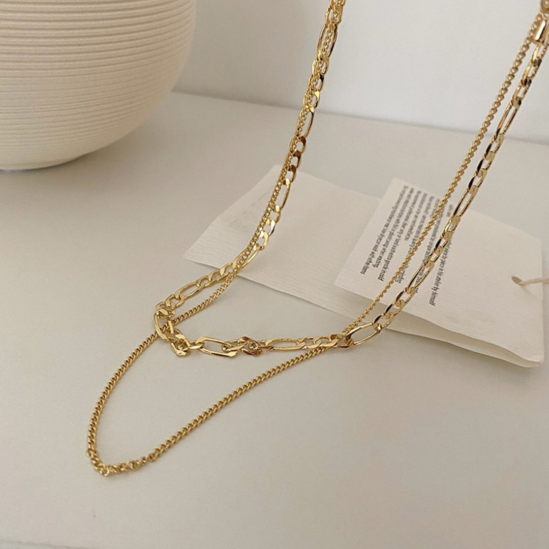 Double-Layered Clavicle Necklace Simple Alloy Solid Color Women Necklace Jewelry Accessory Image 1