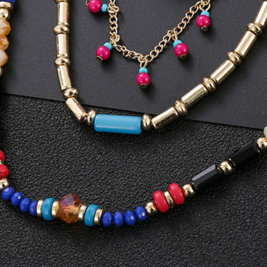 Women Necklace Tassel Pendant Beaded Jewelry Multilayer Colorful Necklace for Vacation Image 11