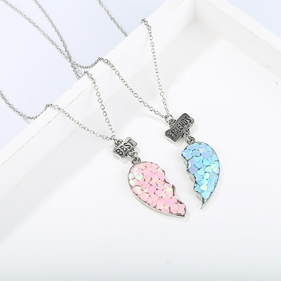 2Pcs Couple Necklaces Sequin Stitching Heart Broken Jewelry Shiny All Match Necklaces Bracelets Jewelry Gifts Image 1